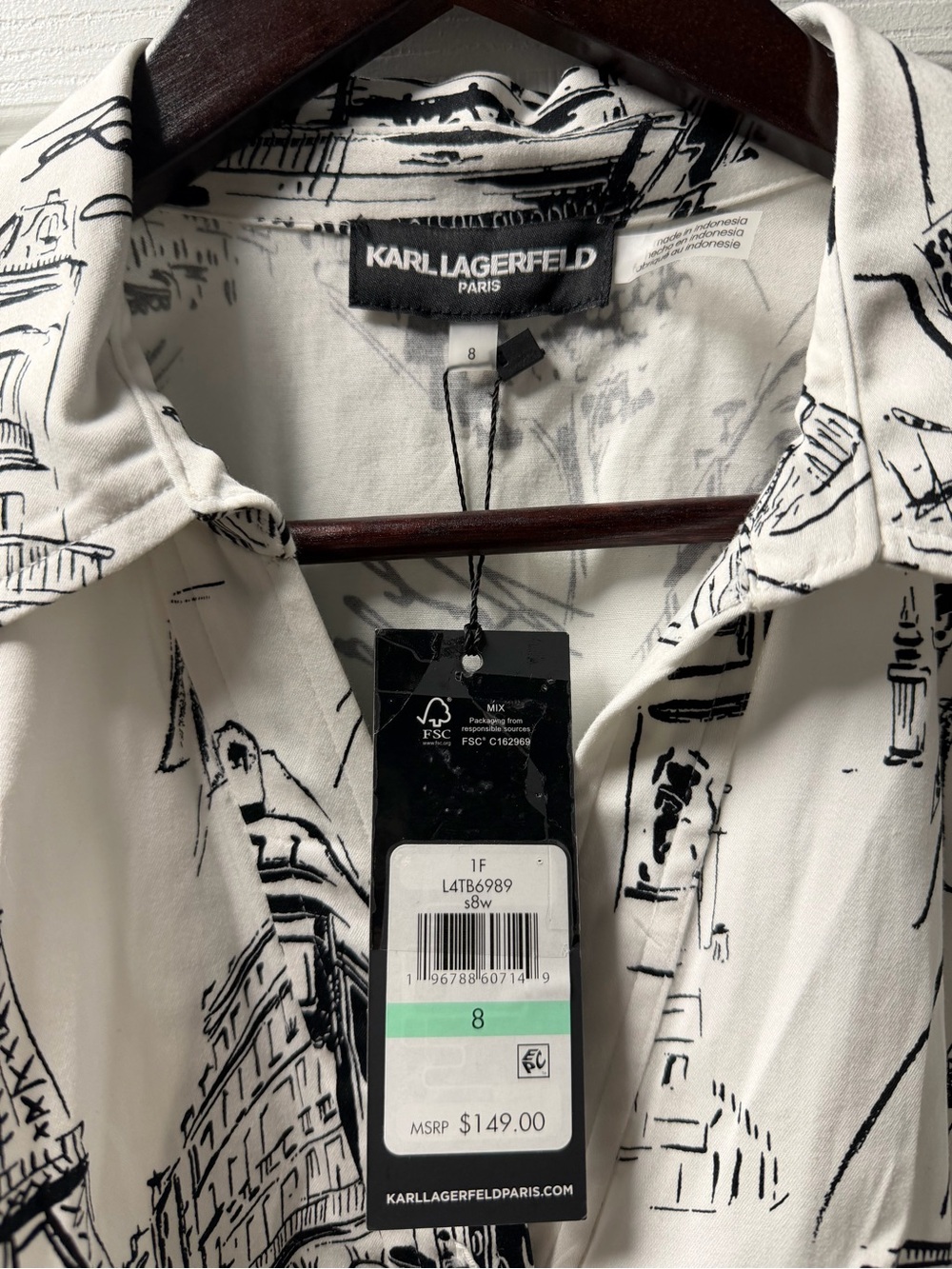 Karl Lagerfeld Paris Toile Sketch Shirt Dress – Size 8 - Picture 4 of 4